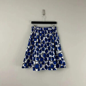 Kate Spade Blue Geometric Circles A-Line Pull On Skirt Size 4